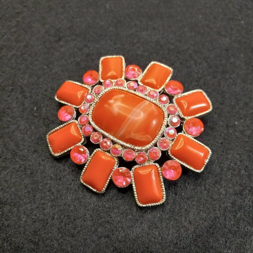 Orange and Pink Brooch